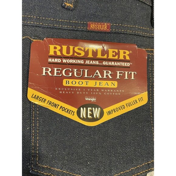 Rustler Regular Fit Boot Jeans 38x30 Mens Blue Denim Heavy Duty 100% Cotton - Picture 3 of 7